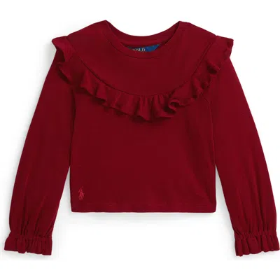 Polo Ralph Lauren Ralph Lauren Ruffled Cotton-modal Top In Red
