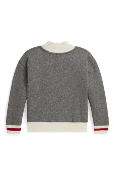Polo Ralph Lauren Girls 7-16 Flag Mock Neck Sweatshirt In Gray