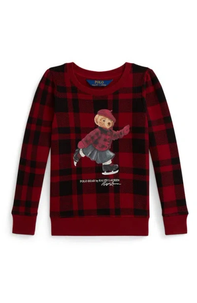 Polo Ralph Lauren Ralph Lauren Plaid Polo Bear Fleece Sweatshirt In Red