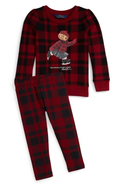 Polo Ralph Lauren Ralph Lauren Plaid Polo Bear Fleece Sweatshirt In Red