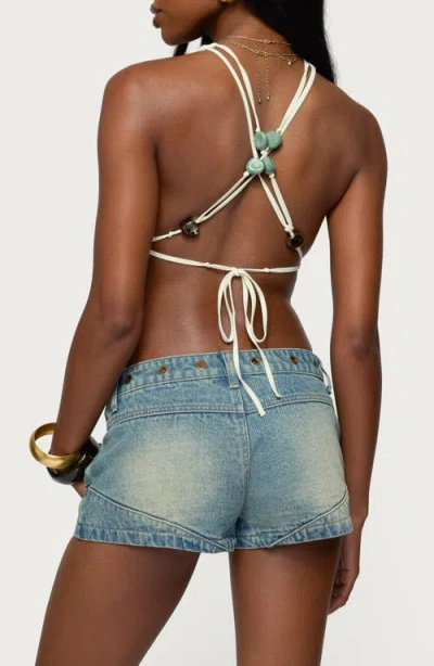 Edikted Strappy Open Back Cowl Neck Crop Top In White