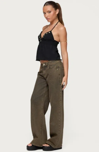 Edikted Textured Iridescent Babydoll Halter Top In Black