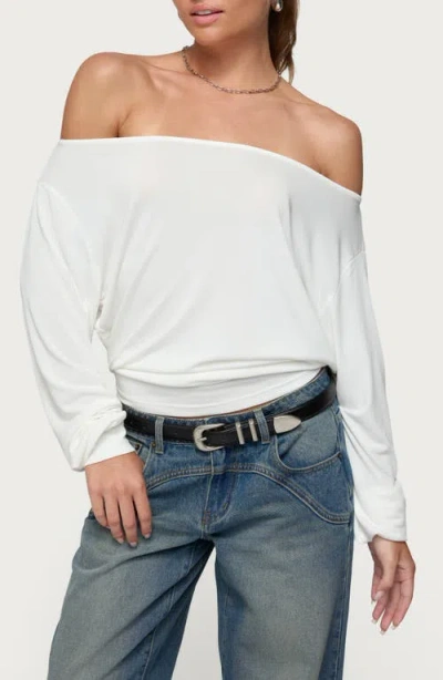 Edikted Nannie Off Shoulder Oversized Top In White