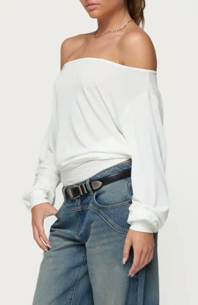 Edikted Nannie Off Shoulder Oversized Top In White