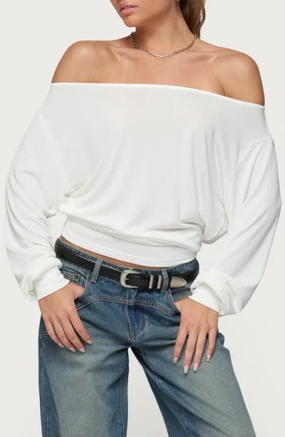 Edikted Nannie Off Shoulder Oversized Top In White