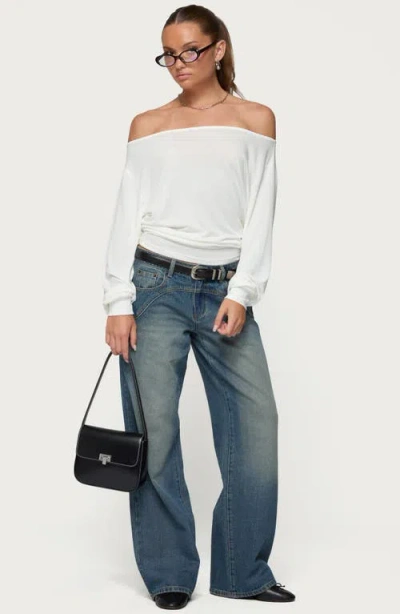 Edikted Nannie Off Shoulder Oversized Top In White