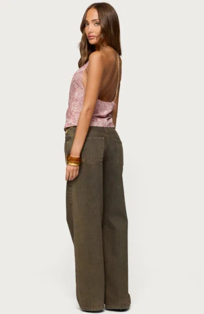 Edikted Plunge Cowl Neck Chain Crop Halter Top In Pink