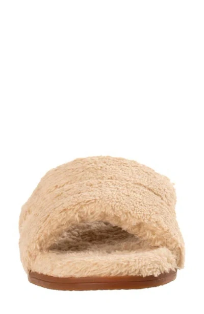 Revitalign Callie High Pile Fleece Slide Slipper In Brown