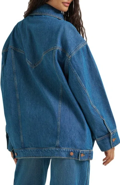 Wrangler Mega Denim Trucker Jacket In Blue