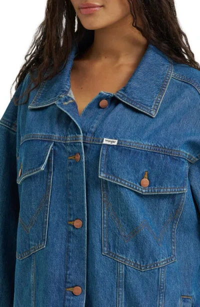 Wrangler Mega Denim Trucker Jacket In Blue