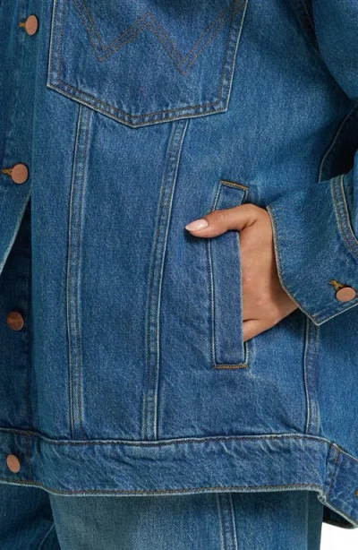 Wrangler Mega Denim Trucker Jacket In Blue