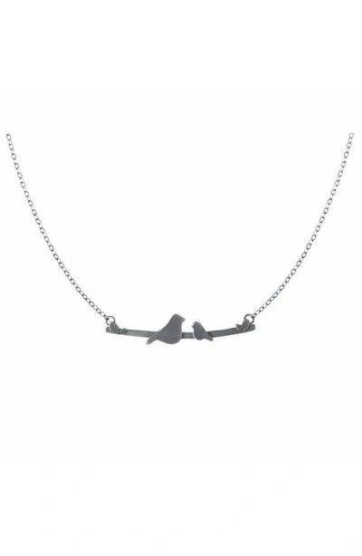 Figs And Ginger Mother Nestling Birds Necklace In Metallic