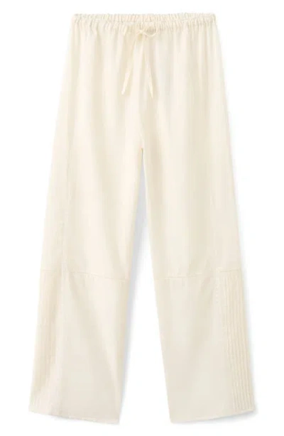 Mango Cotton Lace Pyjama Trousers With Drawstring Vanilla In Neutral