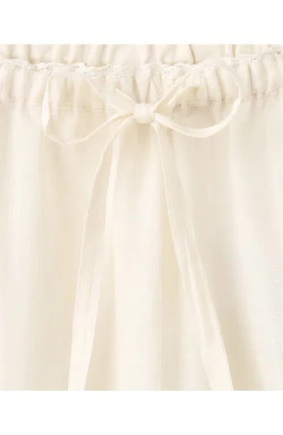 Mango Cotton Lace Pyjama Trousers With Drawstring Vanilla In Neutral