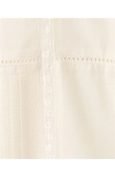 Mango Cotton Lace Pyjama Trousers With Drawstring Vanilla In Neutral