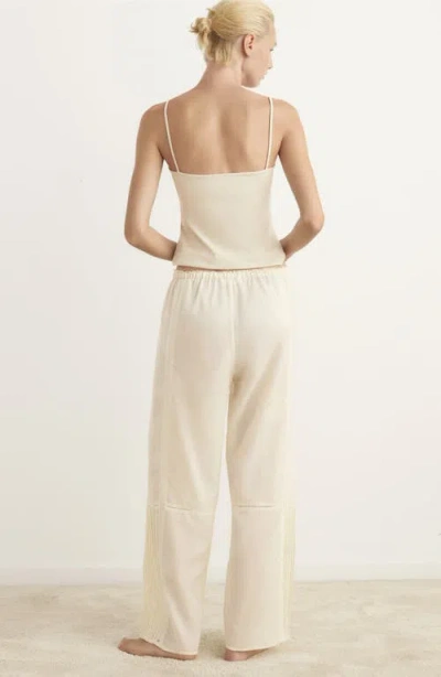 Mango Cotton Lace Pyjama Trousers With Drawstring Vanilla In Neutral