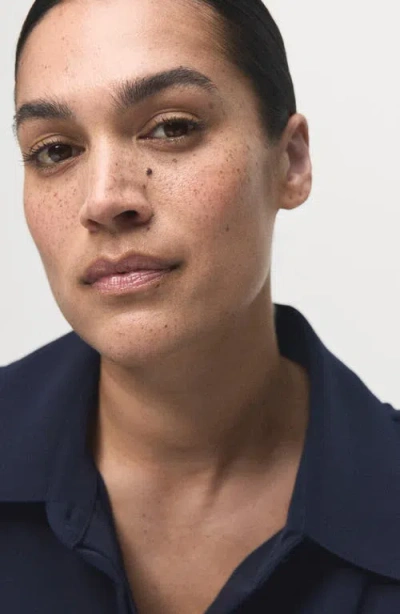 Mango Long Sleeve Belted Shirtdress In Blue