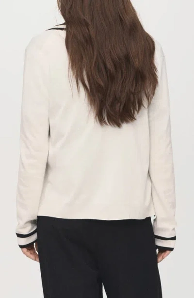 Mango Stripe Cardigan In White
