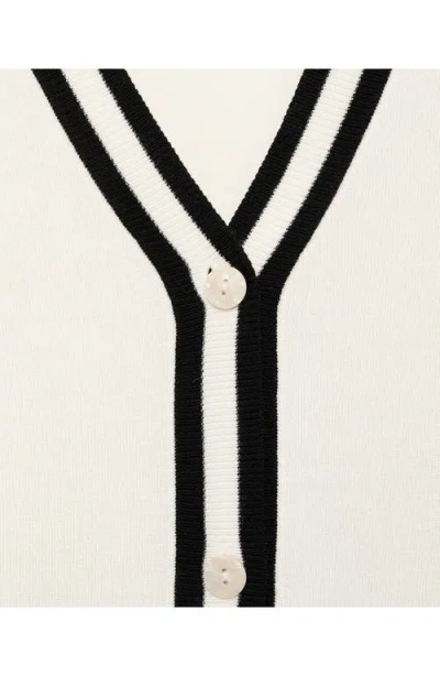 Mango Stripe Cardigan In White