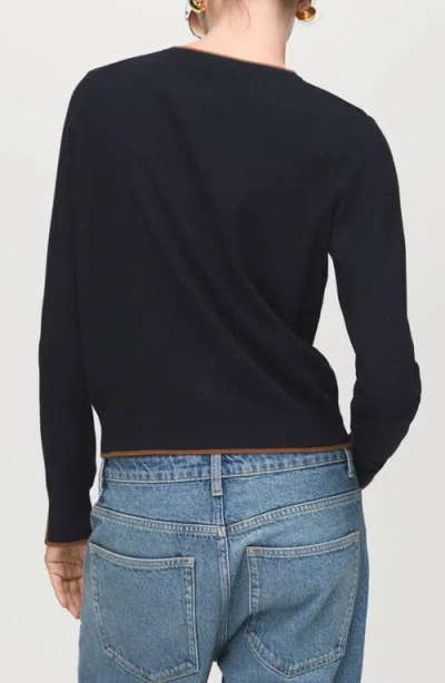 Mango Split Cuff Button Front Cardigan In Black