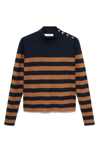 Mango Split Cuff Button Front Cardigan In Brown