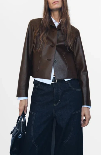 Mango Faux Leather Jacket In Brown