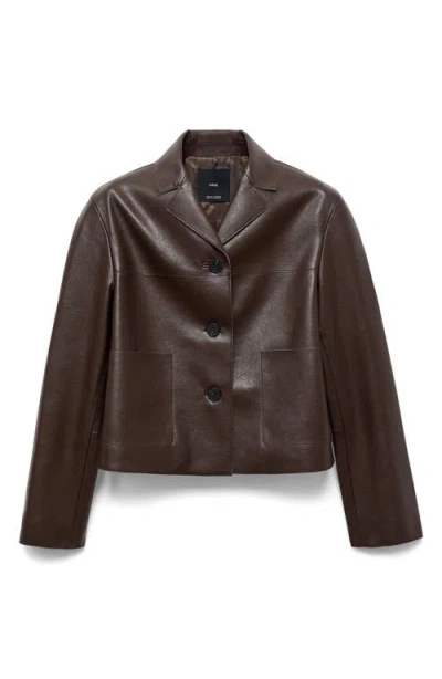 Mango Faux Leather Jacket In Brown