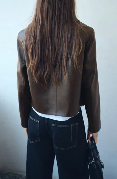 Mango Faux Leather Jacket In Brown
