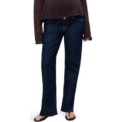Mango Maternity Straight Jeans Open Blue In Blue