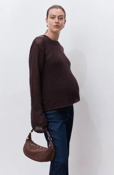 Mango Maternity Straight Jeans Open Blue In Blue