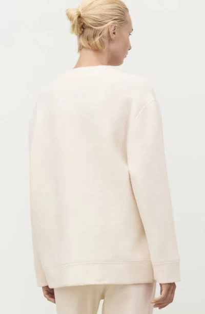 Mango Cotton & Wool Blend Cardigan In White