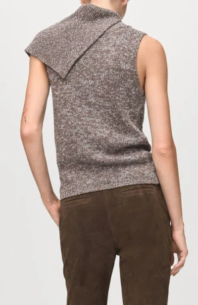 Mango Mottled Wrap Collar Sweater Tank In Gray