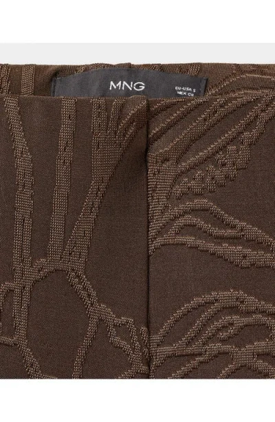 Mango Women's Jacquard Floral-print Straight Pants In Brown
