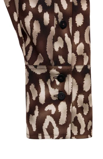 Mango Satin Leopard-print Blouse With Bow Brown In Brown
