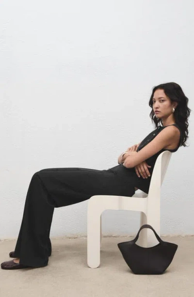 Mango Pull-on Straight Leg Pants In Black