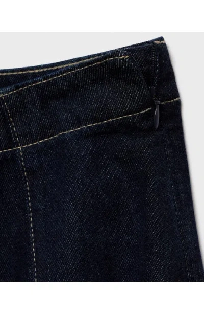 Mango Denim Midi-skirt With Stitching Open Blue In Blue