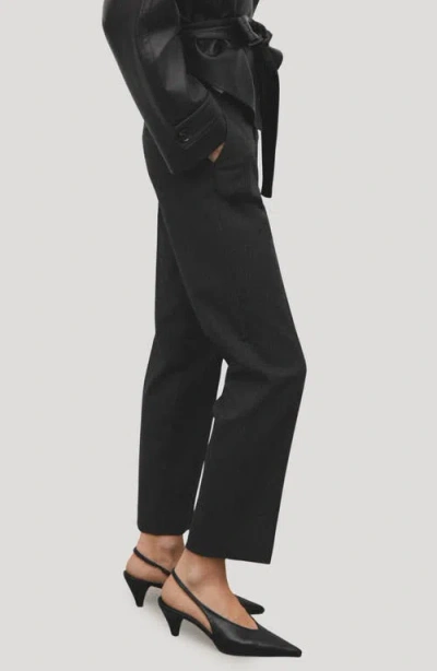 Mango Pinstripe Ankle Pants In Black