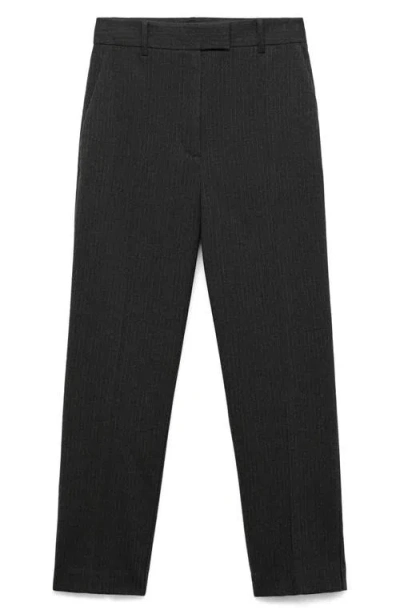 Mango Pinstripe Ankle Pants In Black