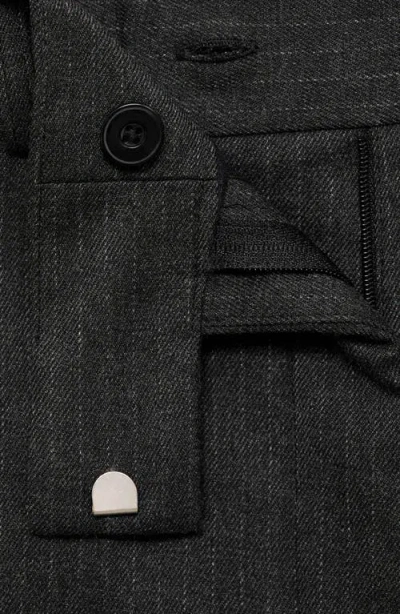 Mango Pinstripe Ankle Pants In Black