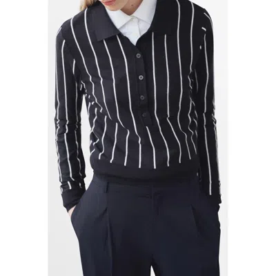 Mango Women's Striped Polo-neck Sweater In Blue