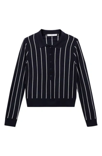 Mango Women's Striped Polo-neck Sweater In Blue