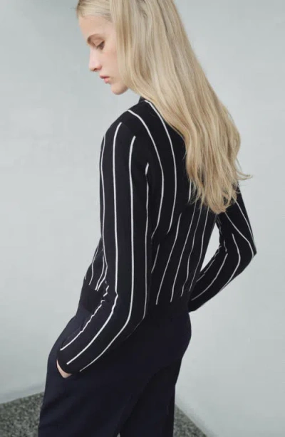 Mango Women's Striped Polo-neck Sweater In Blue