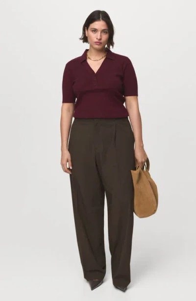 Mango Women's Shirt Collar Fine-knit Sweater In Burgundy