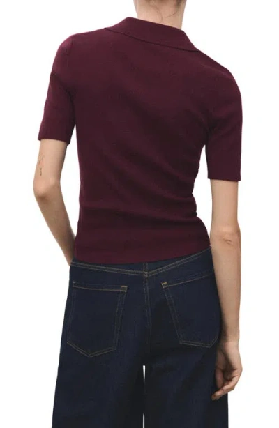 Mango Women's Shirt Collar Fine-knit Sweater In Burgundy