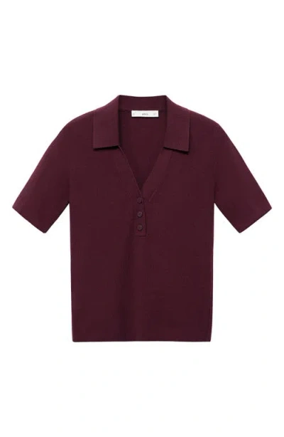 Mango Women's Shirt Collar Fine-knit Sweater In Burgundy
