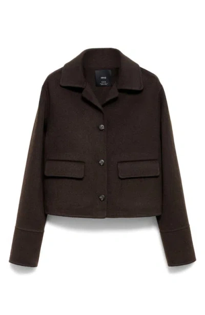 Mango Wool Blend Jacket In Brown