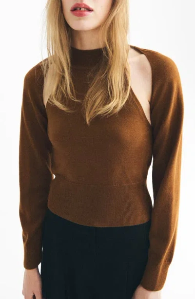 Mango Women's Cardigan-style Detailing Sweater In Brown