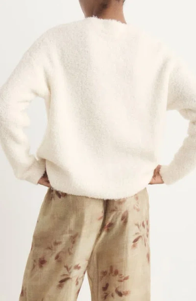Mango Bouclé-effect Pyjama Sweater Ivory White In White