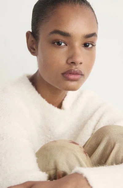 Mango Bouclé-effect Pyjama Sweater Ivory White In White