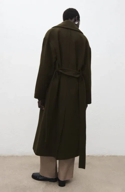 Mango Belted Wool Blend Coat In Green